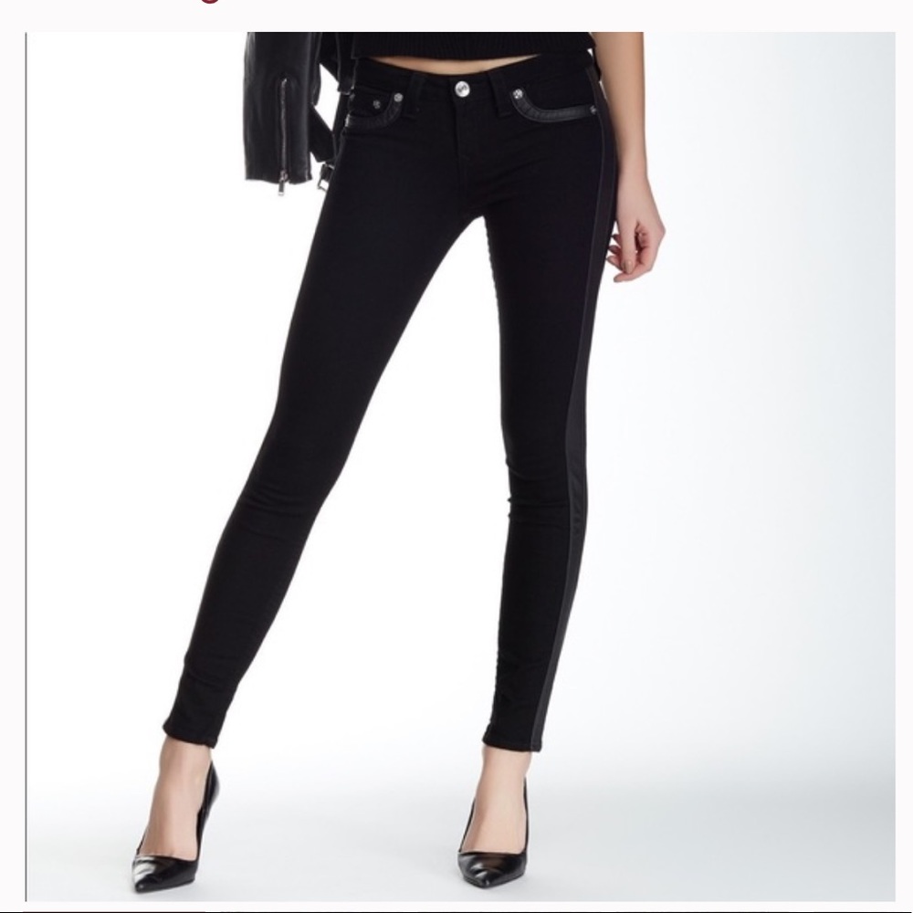 ⭐️ TRUE RELIGION Black Leather Jean Skinny Legging